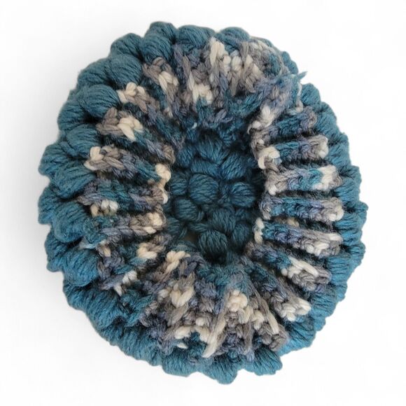 Handmade Accessories - Handmade Beanie Blue Yarn Y2K Chunky Winter Outdoor Activities Retro Chic Cozy